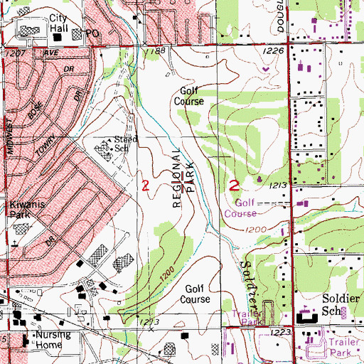 Topographic Map of Regional Park, OK