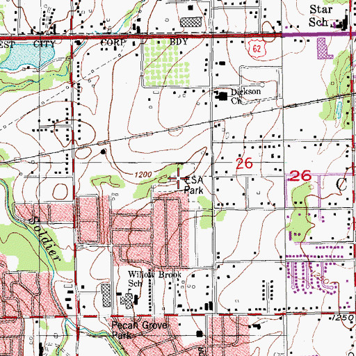 Topographic Map of ESA Park, OK