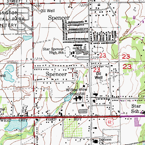 Topographic Map of Spencer, OK