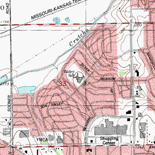 Topographic Map of Cleveland Bailey Elementary School, OK
