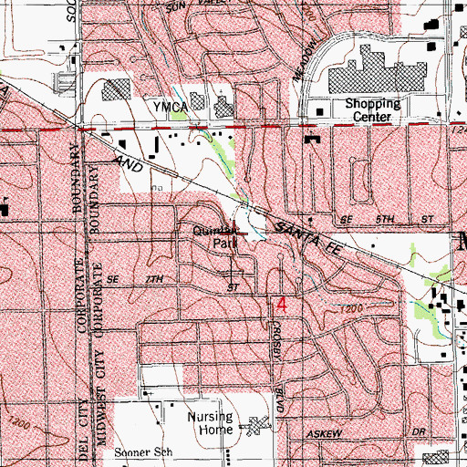 Topographic Map of Quinlan Park, OK
