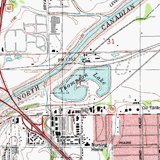 Topographic Map of Thompson Lake, OK