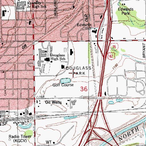 Topographic Map of Douglas Park, OK