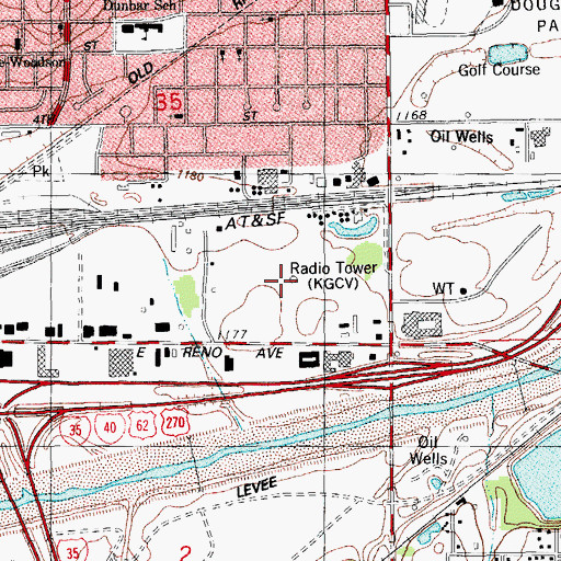 Topographic Map of KGCV, OK