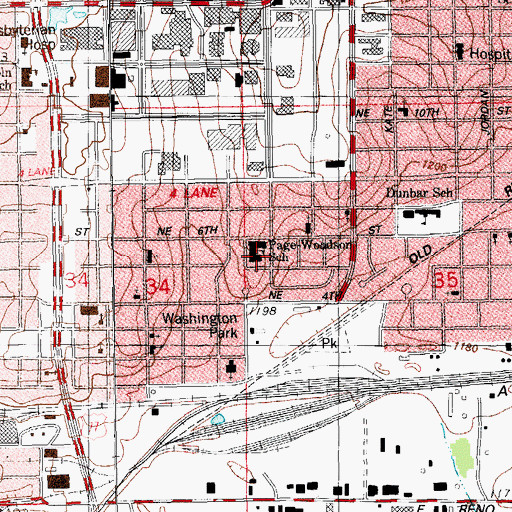 Topographic Map of Page-Woodson School, OK