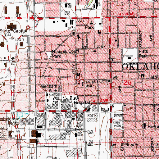Topographic Map of Corpus Christi School, OK