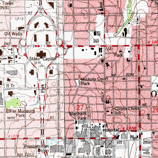 Topographic Map of Nichols Court Park, OK
