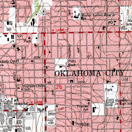 Topographic Map of Pitts Park, OK