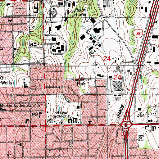 Topographic Map of Hayden Park, OK