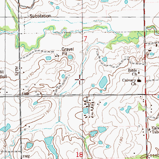Topographic Map of Calvary Church, OK