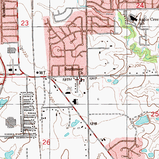 Topographic Map of Southmoor Church, OK