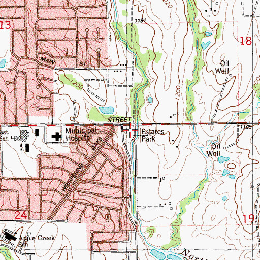 Topographic Map of Estates Park, OK