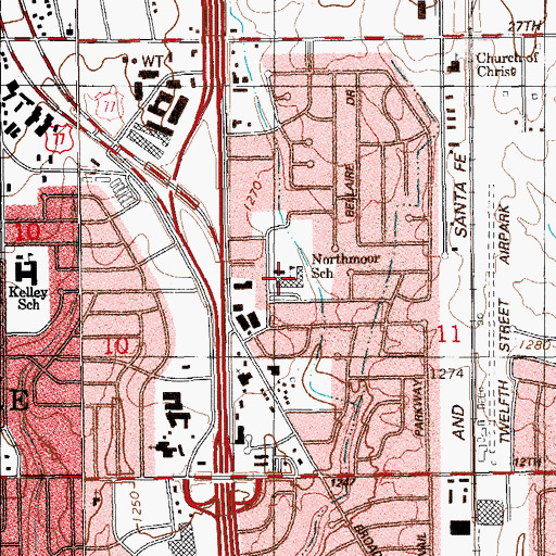 Topographic Map of Northmoor Elementary School, OK