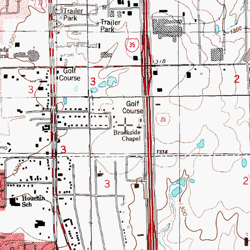 Topographic Map of Brookside Chapel, OK