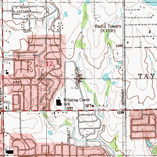 Topographic Map of Community Park, OK