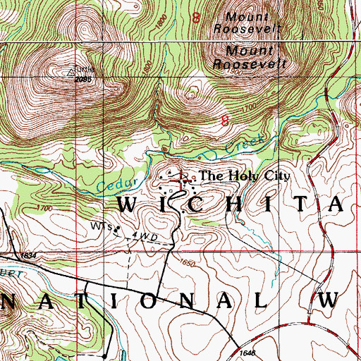 Topographic Map of The Holy City, OK