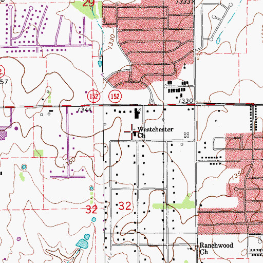 Topographic Map of Westchester Church, OK