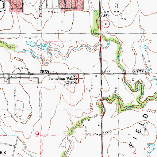 Topographic Map of Canadian Valley Chapel, OK