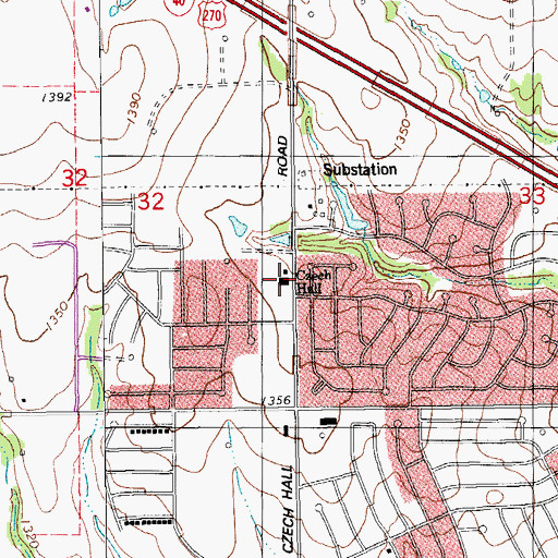Topographic Map of Czech Hall, OK