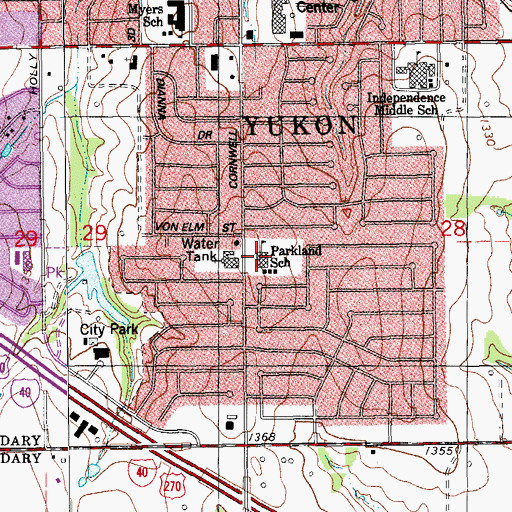 Topographic Map of Parkland Elementary School, OK