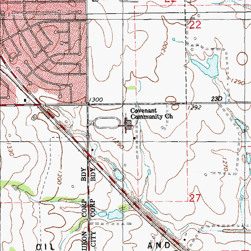 Topographic Map of Covenant Community Church, OK