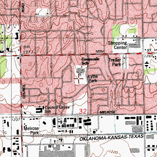 Topographic Map of Lytle Park, OK