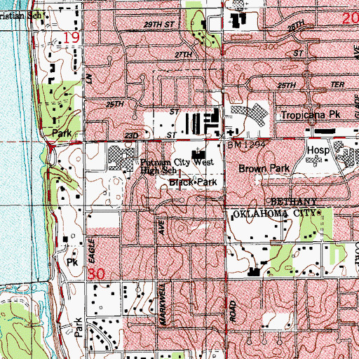 Topographic Map of Black Park, OK