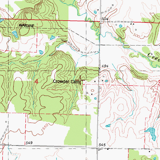 Topographic Map of Crowder Cemetery, OK