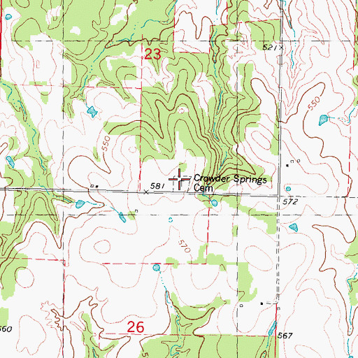 Topographic Map of Crowder Springs Cemetery, OK