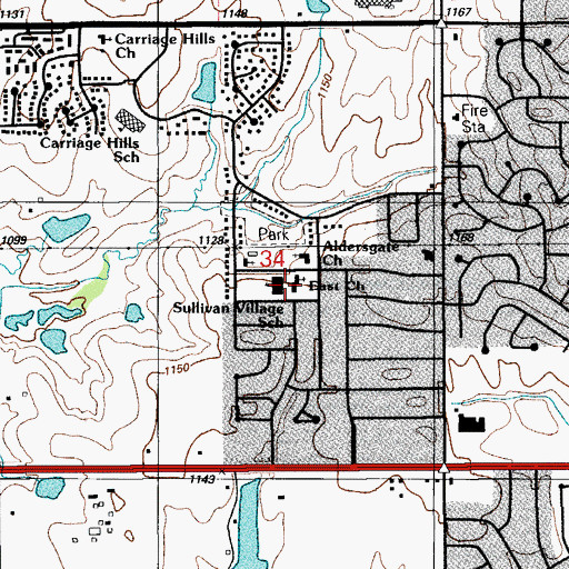 Topographic Map of East Church, OK