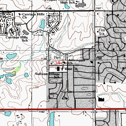 Topographic Map of Aldersgate Church, OK
