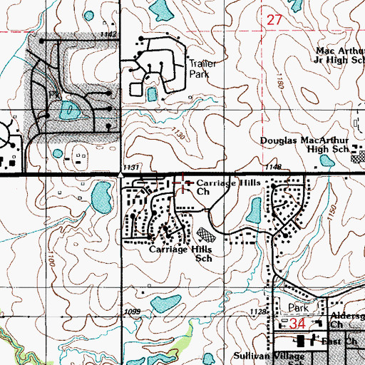 Topographic Map of Carriage Hills Church, OK