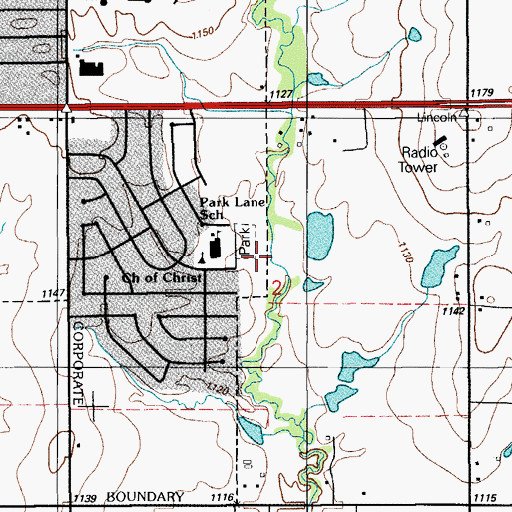Topographic Map of Church of Christ, OK