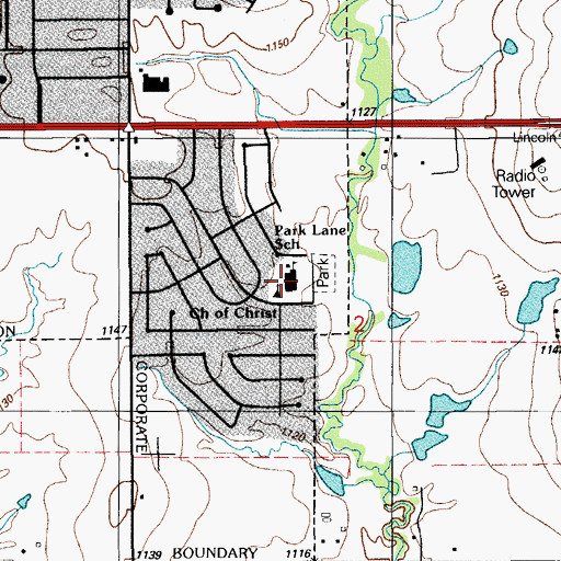 Topographic Map of Park Lane Elementary School, OK