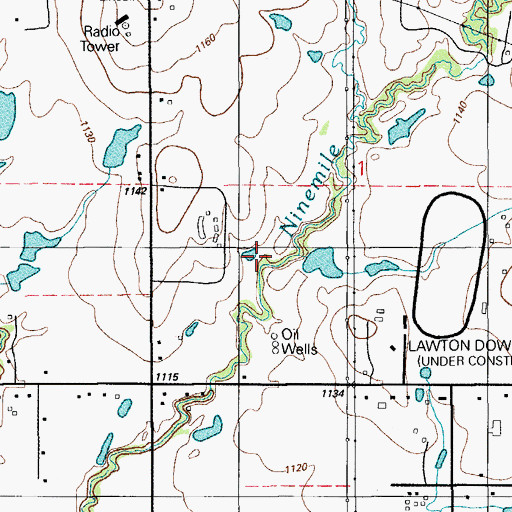 Topographic Map of Lawton Downs, OK
