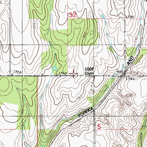 Topographic Map of Independent Order of Odd Fellows Cemetery, OK