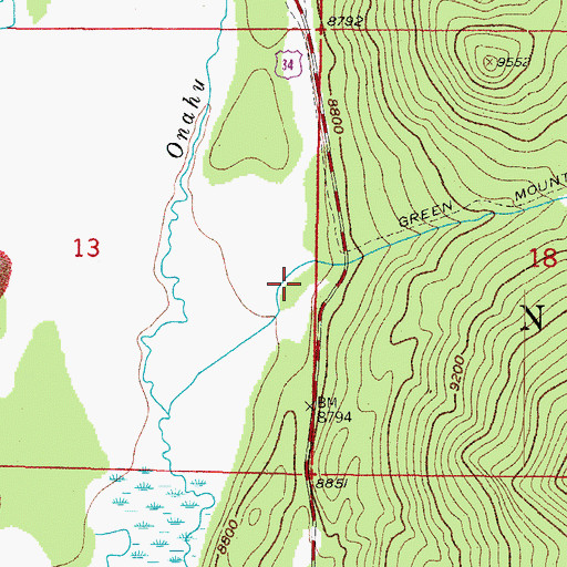 Topographic Map of Green Mountain Ranch, CO