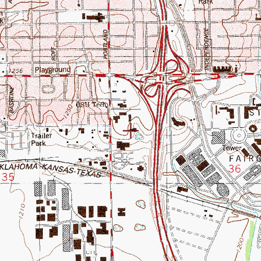 Topographic Map of Oklahoma State University Oklahoma City, OK