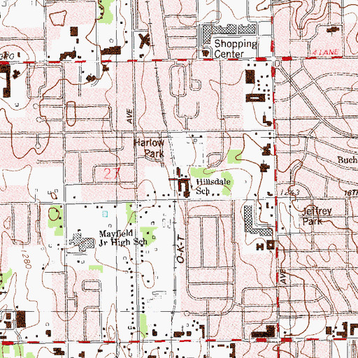 Topographic Map of Hilldale Elementary School, OK