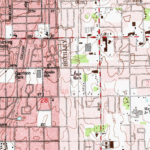 Topographic Map of Lela Park, OK