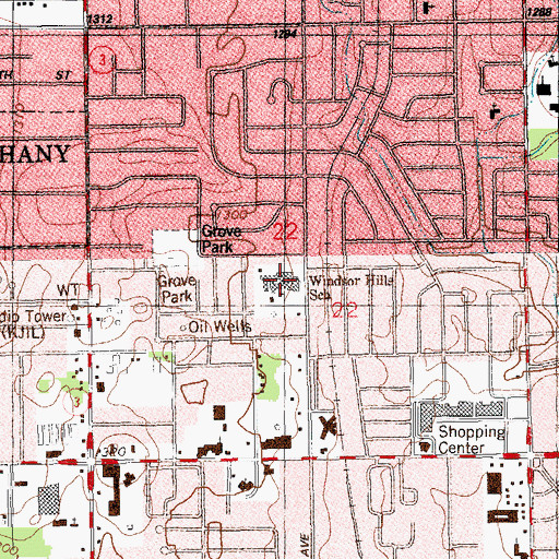 Topographic Map of Windsor Hills Elementary School, OK