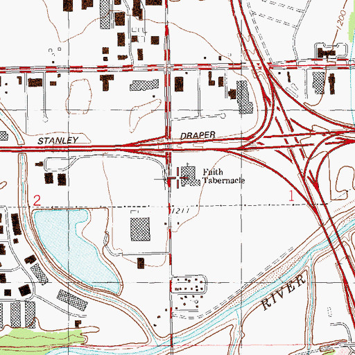 Topographic Map of Faith Tabernacle, OK