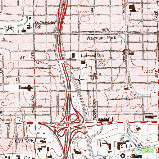 Topographic Map of Girvin Park, OK