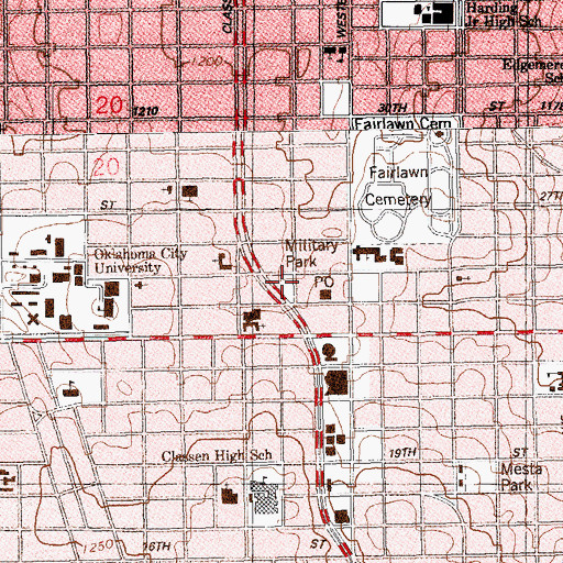 Topographic Map of Military Park, OK