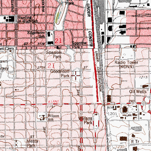 Topographic Map of Goodholm Park, OK