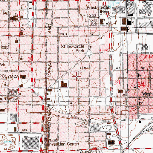 Topographic Map of 89'er Museum Park, OK