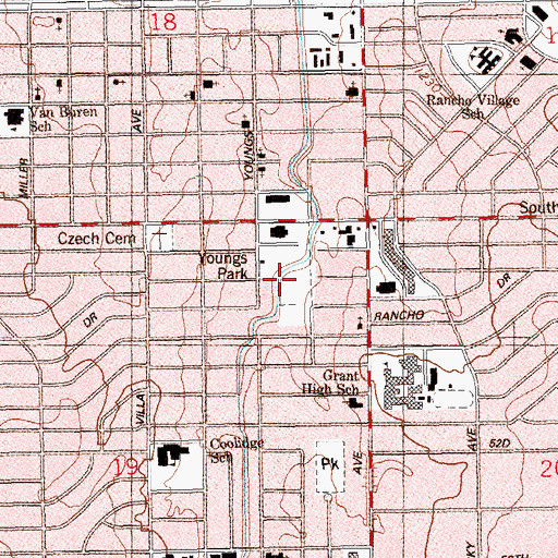 Topographic Map of Youngs Park, OK