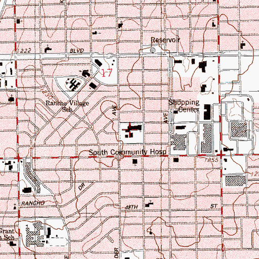 Topographic Map of South Community Hospital, OK