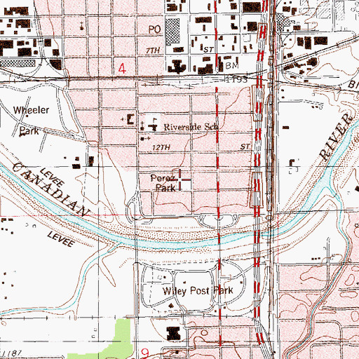 Topographic Map of Perez Park, OK