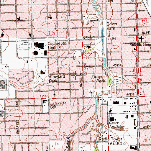 Topographic Map of Vineyard Park, OK